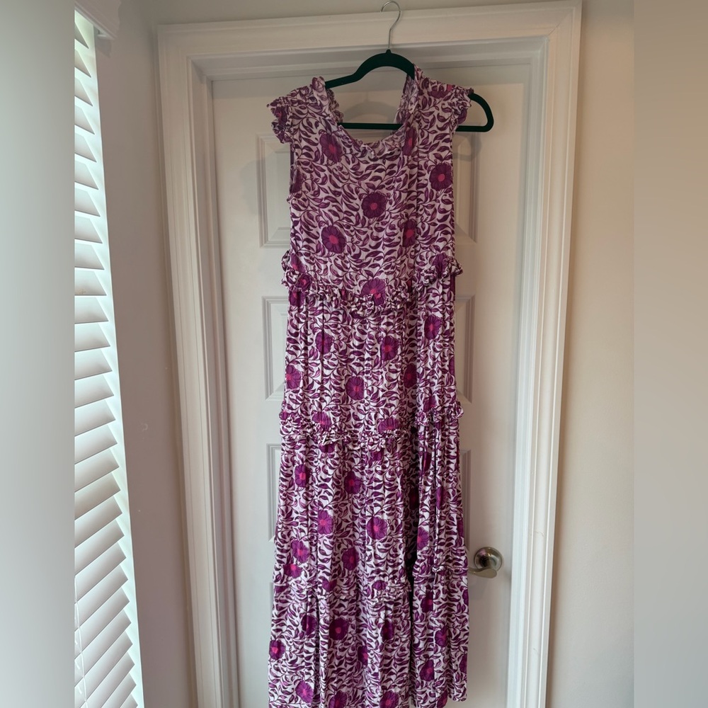 BINDU Kassandra maxi purple and white dress - Picture 6 of 6